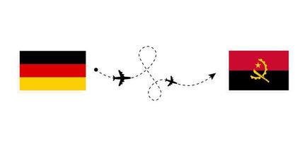 flyg och resor från Tyskland till angola med passagerarflygplan vektor