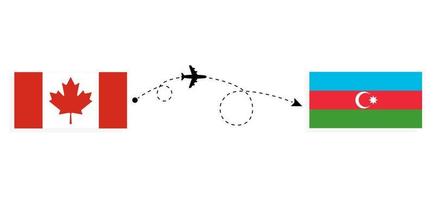 Flug und Reise von Kanada nach Aserbaidschan mit dem Reisekonzept für Passagierflugzeuge vektor