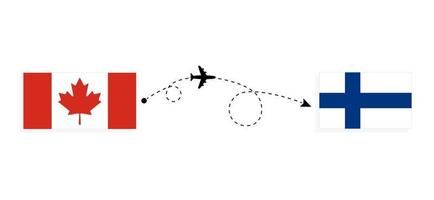 Flug und Reise von Kanada nach Finnland mit dem Reisekonzept für Passagierflugzeuge vektor
