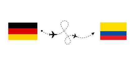 Flug und Reise von Deutschland nach Ecuador mit dem Reisekonzept des Passagierflugzeugs vektor