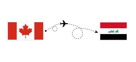 Flug und Reise von Kanada in den Irak mit dem Reisekonzept für Passagierflugzeuge vektor