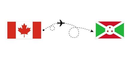 Flug und Reise von Kanada nach Burundi mit dem Reisekonzept für Passagierflugzeuge vektor