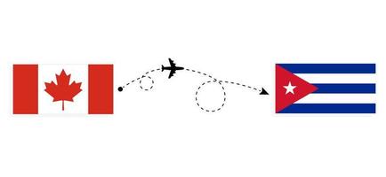 flyg och resor från Kanada till Kuba med passagerarflygplan vektor