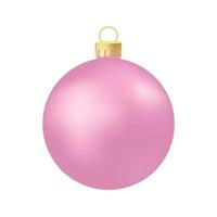 rosa rose weihnachtsbaum spielzeug oder ball volumetrische und realistische farbabbildung vektor