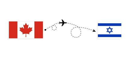 Flug und Reise von Kanada nach Israel mit dem Reisekonzept für Passagierflugzeuge vektor