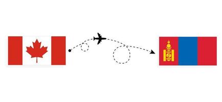 flyg och resor från Kanada till Mongoliet med resekoncept för passagerarflygplan vektor