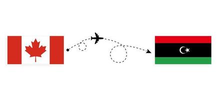 Flug und Reise von Kanada nach Libyen mit dem Reisekonzept des Passagierflugzeugs vektor