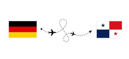 Flug und Reise von Deutschland nach Panama mit dem Reisekonzept des Passagierflugzeugs vektor