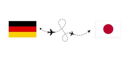 flyg och resor från Tyskland till Japan med passagerarflygplan vektor