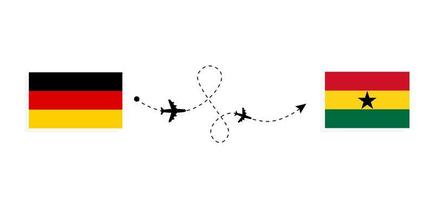 flyg och resor från Tyskland till Ghana med passagerarflygplan vektor
