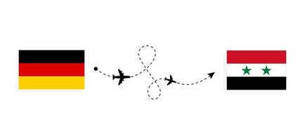Flug und Reise von Deutschland nach Syrien mit dem Reisekonzept des Passagierflugzeugs vektor