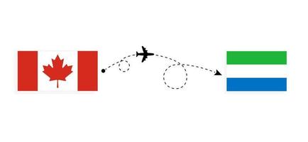 Flug und Reise von Kanada nach Sierra Leone mit dem Reisekonzept des Passagierflugzeugs vektor