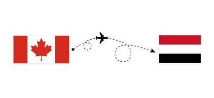 Flug und Reise von Kanada in den Jemen mit dem Reisekonzept für Passagierflugzeuge vektor