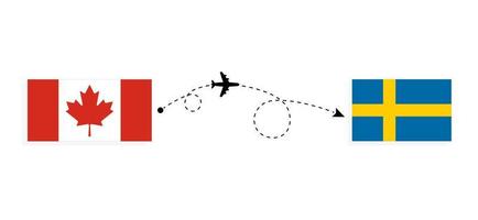 flyg och resor från kanada till sverige med passagerarflygplan resekoncept vektor
