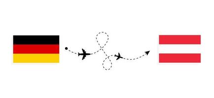 Flug und Reise von Deutschland nach Österreich mit dem Reisekonzept des Passagierflugzeugs vektor