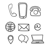 Sammlung von handgezeichneten Websymbolen für Webcomputer und mobile Illustration isolierter Hintergrund vektor