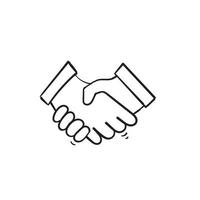 Handgezeichnete Handshake-Illustration mit Doodle-Stil-Vektor isoliert vektor