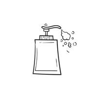 Flaschenseife, Haarspray, Parfümillustration zum Waschen von Hand, Körper und Baden. handgezeichneter Doodle-Stil-Vektor vektor