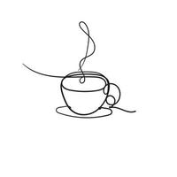 Doodle Tasse Kaffee Illustration mit durchgehender Linie Kunststil Vektor isoliert