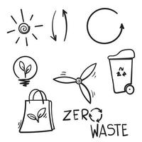 Sammlung von handgezeichneten Null-Abfall-Symbol Symbol Illustration Doodle vektor