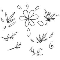 doodle blomma växt lämnar illustration vektor handritad stil