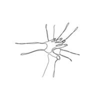 handritad doodle hand som håller varandra i handen symbol för lagarbete och vänskap illustration i kontinuerlig linjeritning vektor