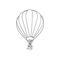 handritad doodle luftballong illustration i kontinuerlig linjekonst stil vektor