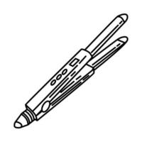 Symbol für das thermische Styling-Tool für Lockenwickler und Bügeleisen. Gekritzel handgezeichnet oder Umriss-Icon-Stil vektor