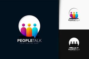 färgglada gradient människor pratar logotyp design vektor