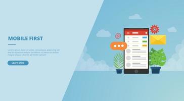 Mobile First-Konzept für Website-Landing-Homepage-Vorlagenbanner oder Folienpräsentation vektor