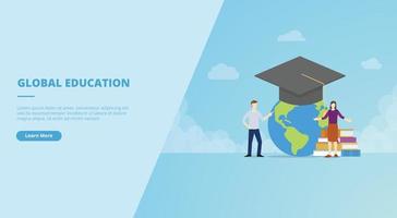 Globales Bildungstechnologiekonzept für Website-Landing-Homepage-Vorlagenbanner oder Folienpräsentation vektor