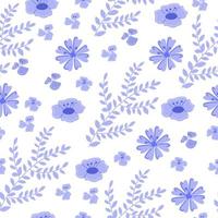 nahtloses Muster mit Blumen und Pflanzen in lila Farbtönen vektor
