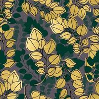 Herbst metallische Blätter Vektor nahtlose Muster. Hintergrund für Stoffe, Drucke, Verpackungen und Postkarten