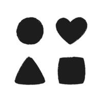 krita geometrisk former. krita fyrkant, cirkel, hjärta, triangel. handstil siffror. barn penna illustration för affisch, textur vektor