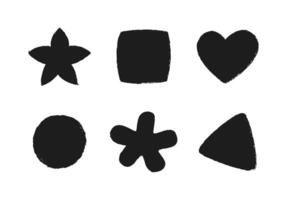 krita geometrisk former. krita fyrkant, triangel, stjärna, cirkel, hjärta. handstil siffror. bäst för barn tema, affisch, textur vektor