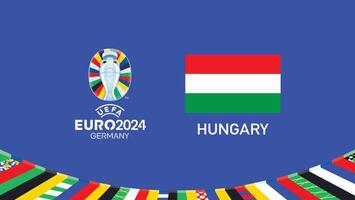 euro 2024 ungern flagga emblem lag design med officiell symbol logotyp abstrakt länder europeisk fotboll illustration vektor