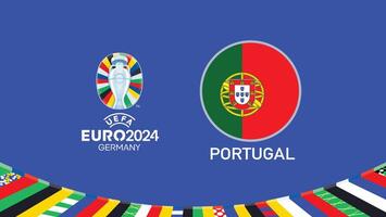 Euro 2024 Deutschland Portugal Flagge Emblem Teams Design mit offiziell Symbol Logo abstrakt Länder europäisch Fußball Illustration vektor