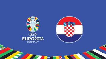 Euro 2024 Deutschland Kroatien Flagge Teams Design mit offiziell Symbol Logo abstrakt Länder europäisch Fußball Illustration vektor
