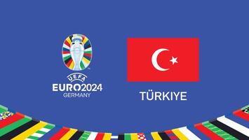 euro 2024 turkiye emblem flagga lag design med officiell symbol logotyp abstrakt länder europeisk fotboll illustration vektor