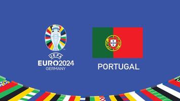 euro 2024 portugal flagga emblem lag design med officiell symbol logotyp abstrakt länder europeisk fotboll illustration vektor