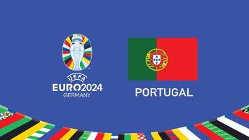 Euro 2024 Portugal Flagge Emblem Teams Design mit offiziell Symbol Logo abstrakt Länder europäisch Fußball Illustration vektor