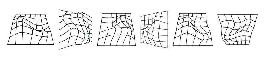 abstrakt 3d Drahtmodell Gittergewebe Gitter mit ein Welle Muster. eben Illustration isoliert auf Weiß Hintergrund. vektor