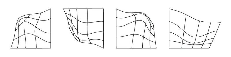 abstrakt 3d Drahtmodell Gittergewebe Gitter mit ein Welle Muster. eben Illustration isoliert auf Weiß Hintergrund. vektor