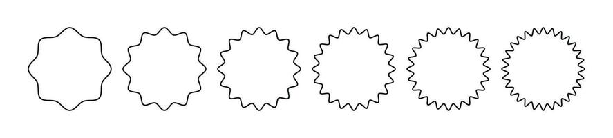 kreisförmig Abzeichen Zickzack- Muster ,runden Linie Rand Grenze. eben Illustration isoliert auf Weiß Hintergrund. vektor