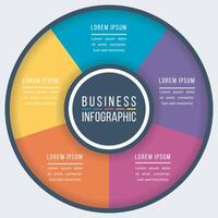 Infografik bunt Design 5 Schritte, Objekte, Elemente oder Optionen Kreis Infografik Vorlage zum Geschäft Information vektor
