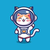 rolig illustration av katt astronout vektor