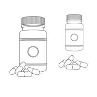 hand dragen barn teckning tecknad serie illustration medicin flaska ikon isolerat på vit vektor