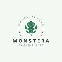 Monstera Deliciosa Blatt Natur Logo Design, eben Pflanze Symbol Design Illustration Vorlage vektor