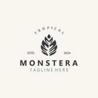 Monstera Deliciosa Blatt Natur Logo Design, eben Pflanze Symbol Design Illustration Vorlage vektor