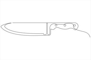 kontinuerlig ett linje konst teckning av kniv översikt illustration vektor